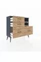 Arges Dresser 2 Shelves 4 Drawers Anthracite-Pebble/ Pine