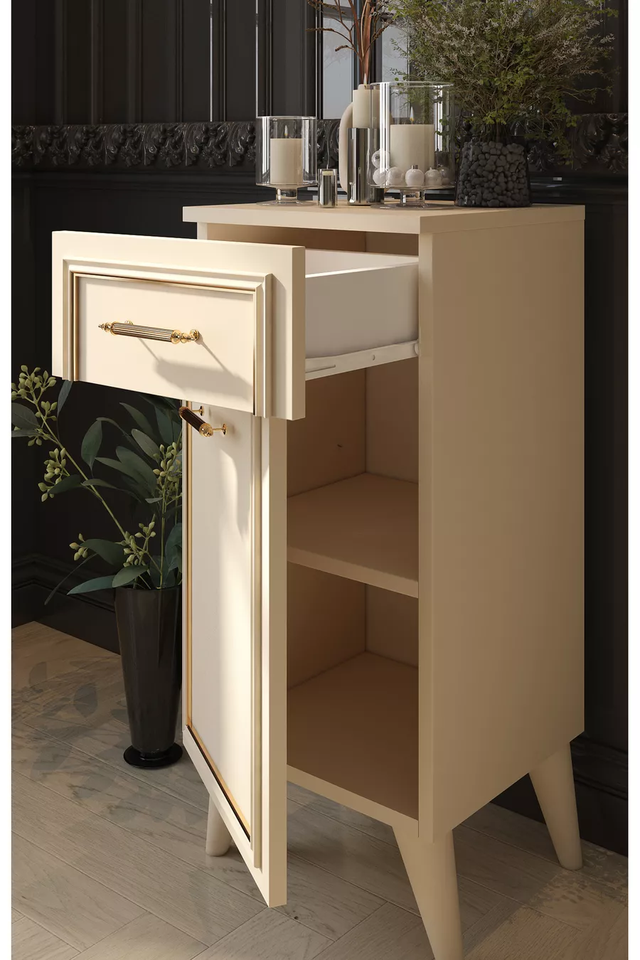 Commode décorative Linda avec tiroirs et couvercle
