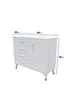 Panjurlu 4 Çekmeceli 1 Kapaklı Şifonyer Modern Tasarım, MDF Kapak, Beyaz Gümüş