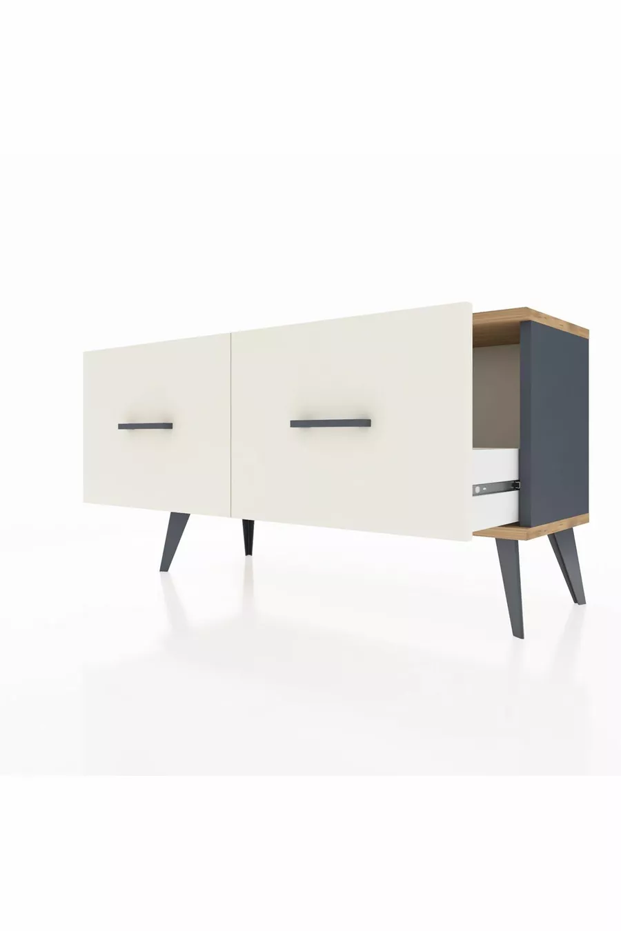 Commode Arges 2 Tiroirs Anthracite-Cèdre/Pierre de Lune