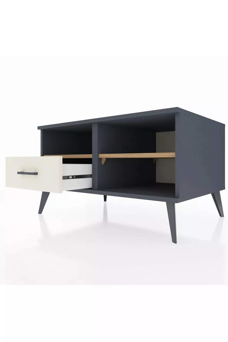 Commode Kronos 2 étagères 1 tiroir Anthracite-Cèdre/Mer de pierre