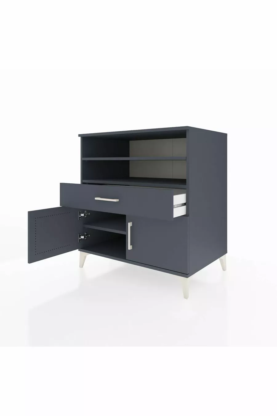 Commode Kronos avec 3 étagères, 1 tiroir et 2 portes, Anthracite-Anthracite