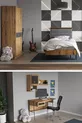 Ensemble de chambre d'enfant Arya : lit + tête de lit & armoire & bureau & étagère murale - Pin Atlantique