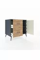 Commode Kronos à une étagère, 2 tiroirs, 2 portes, Anthracite-Pierre de Lune/Pin