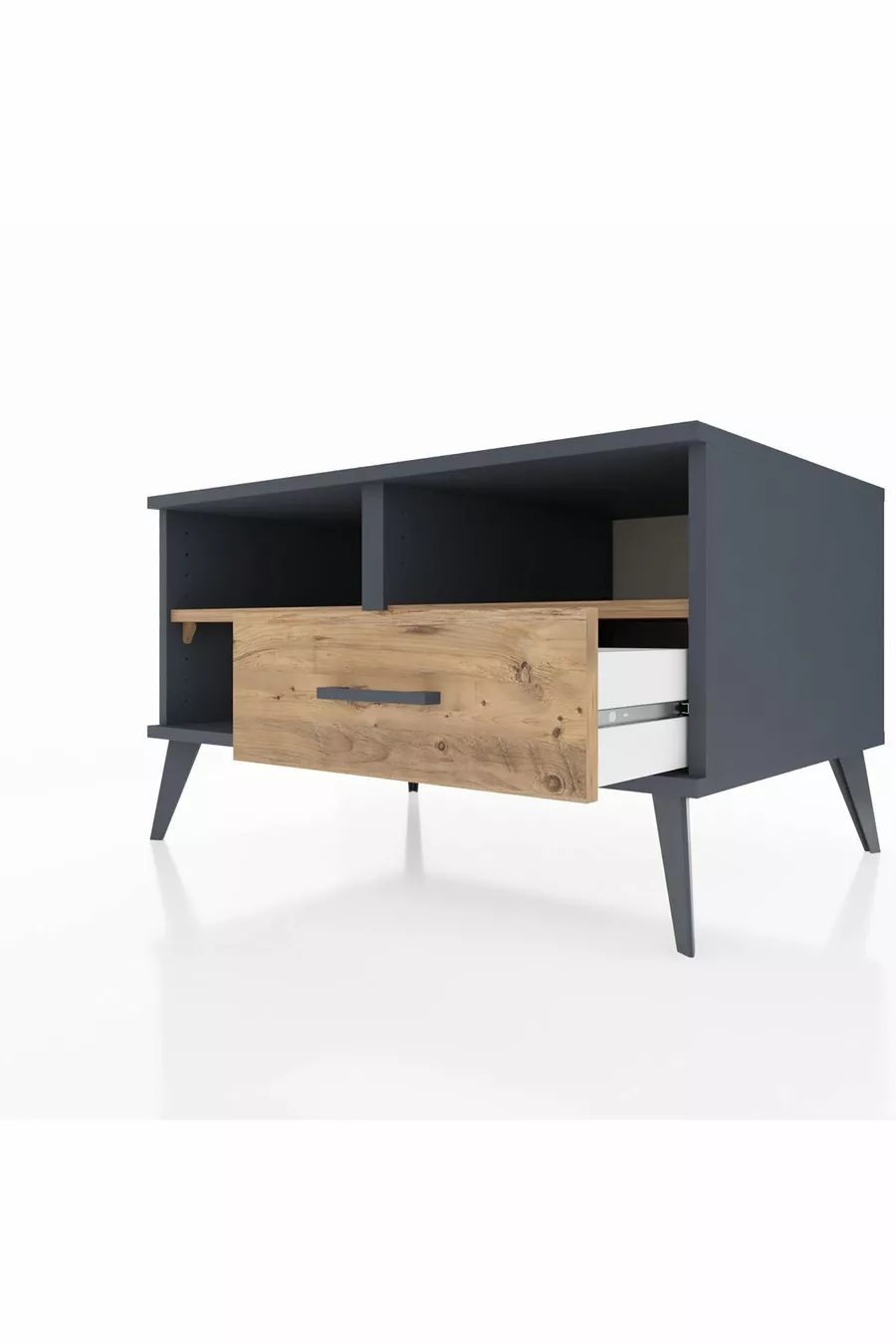 Commode Kronos 2 étagères 1 tiroir Anthracite-Pin