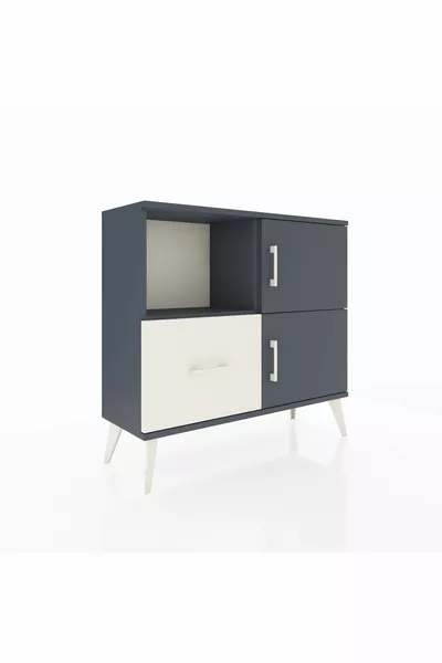 Arges Dresser with 2 Shelves, 1 Drawer, 2 Doors, Anthracite-Anthracite/Chalk