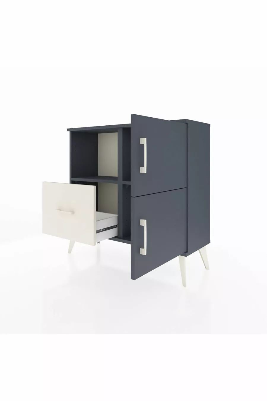 Commode Arges à 2 étagères, 1 tiroir, 2 portes, Anthracite-Anthracite/Gris pierre