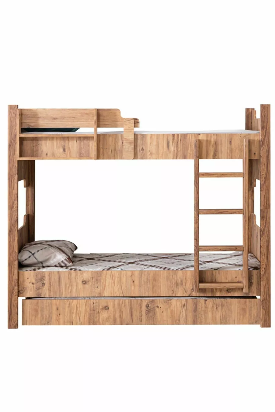 MDF Profiel Stapelbed, Avrasya Afneembaar Stapelbed, Stapelbed met Kleine Bedden Walnoot