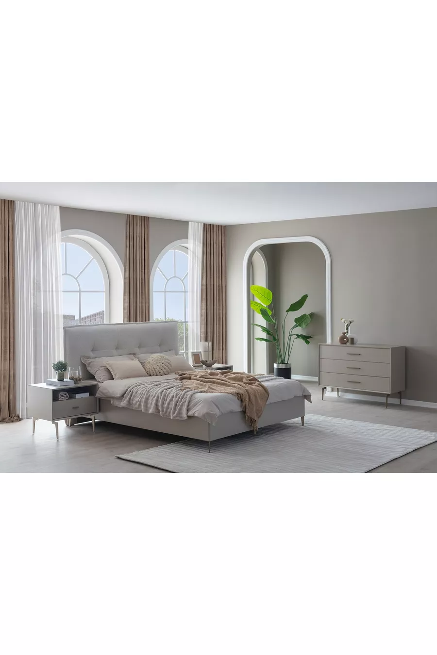 PANDOR NOX BEDROOM SET, CREAM
