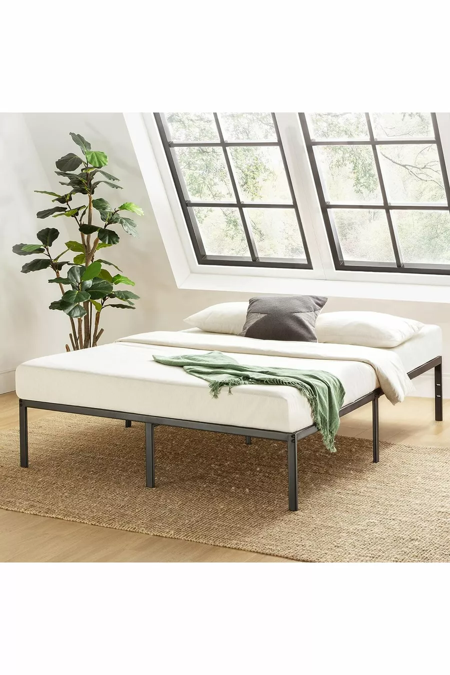 Metallbett ohne Kopfteil, Metallbett ohne Kopfteil Çınar, in Schwarz und Weiß erhältlich, Doppelbett