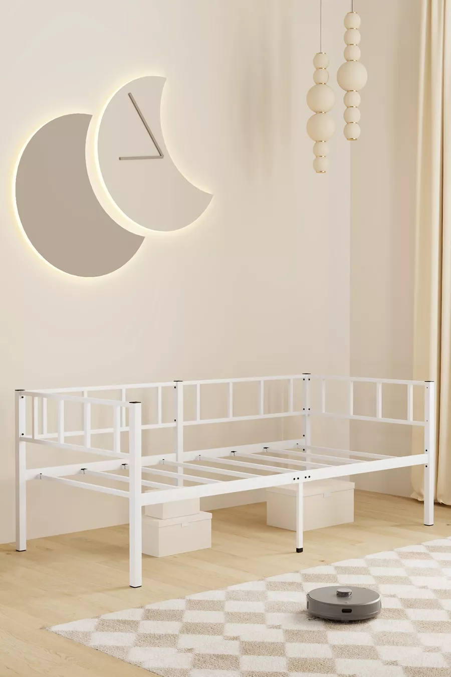 Daybed Zenit Metalen Bed Wit, Bed met Hoofdeinde, Verschillende Maatopties