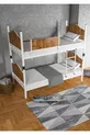 Metall-Etagenbett mit Holz, Weiß-Nuss Farbe (ohne Matratze)