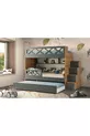 Mars Loft Bed with Storage, Anthracite & Wood, Steel-Supported Membrane Coating MDF