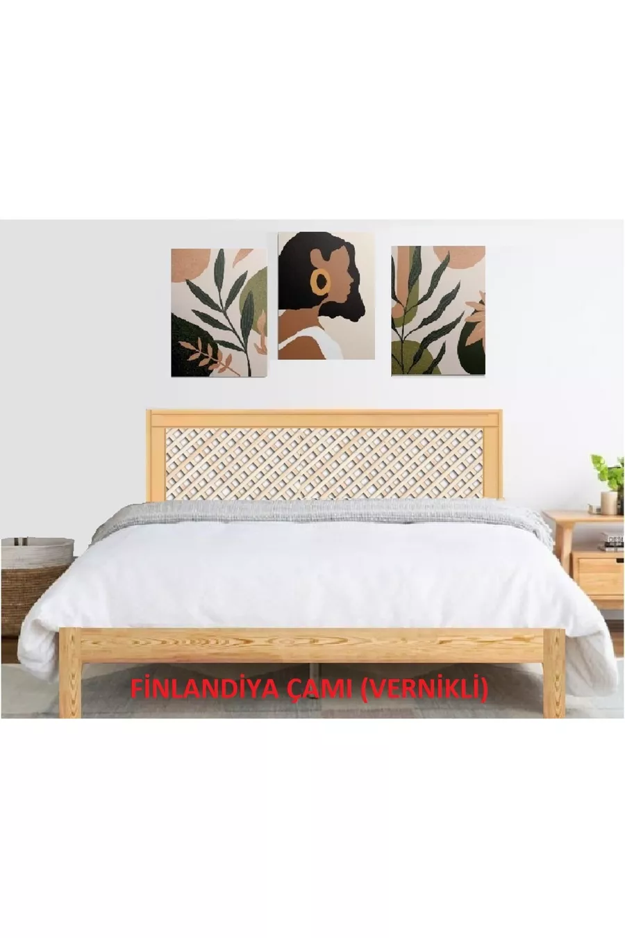 Lit en bois avec tête de séparateur