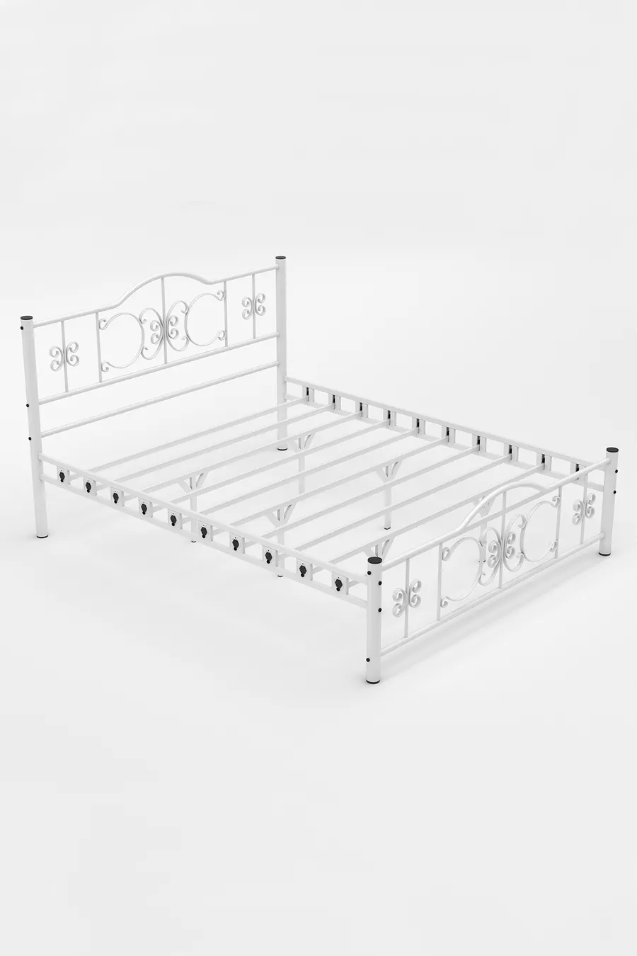 Pero Double Bed Wrought Iron Metal Bed White