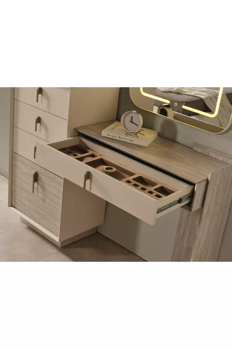 ENSEMBLE DE CHAMBRE À COUCHER LATTE 6 PORTES