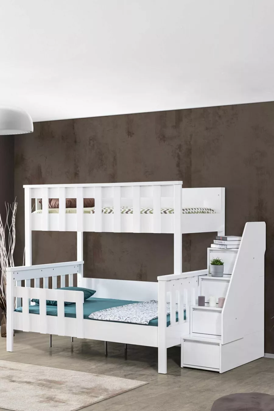 Lit superposé en profilé MDF, Lit superposé Deluxe séparable - Blanc