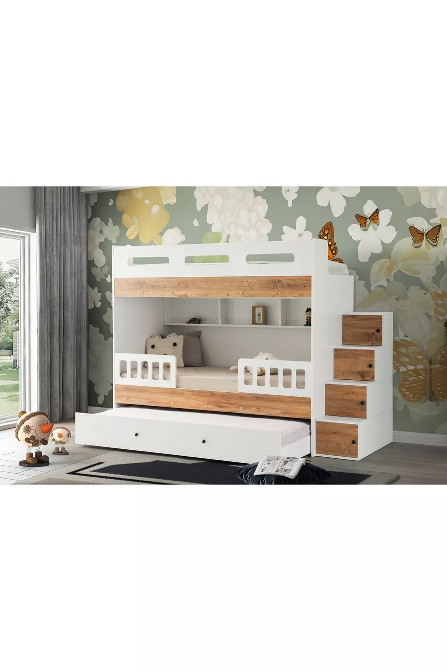 Berlin Ranza / Beyaz-çam / 3 Yatak Bölümü Ve Dolaplı Merdiven / % MDF