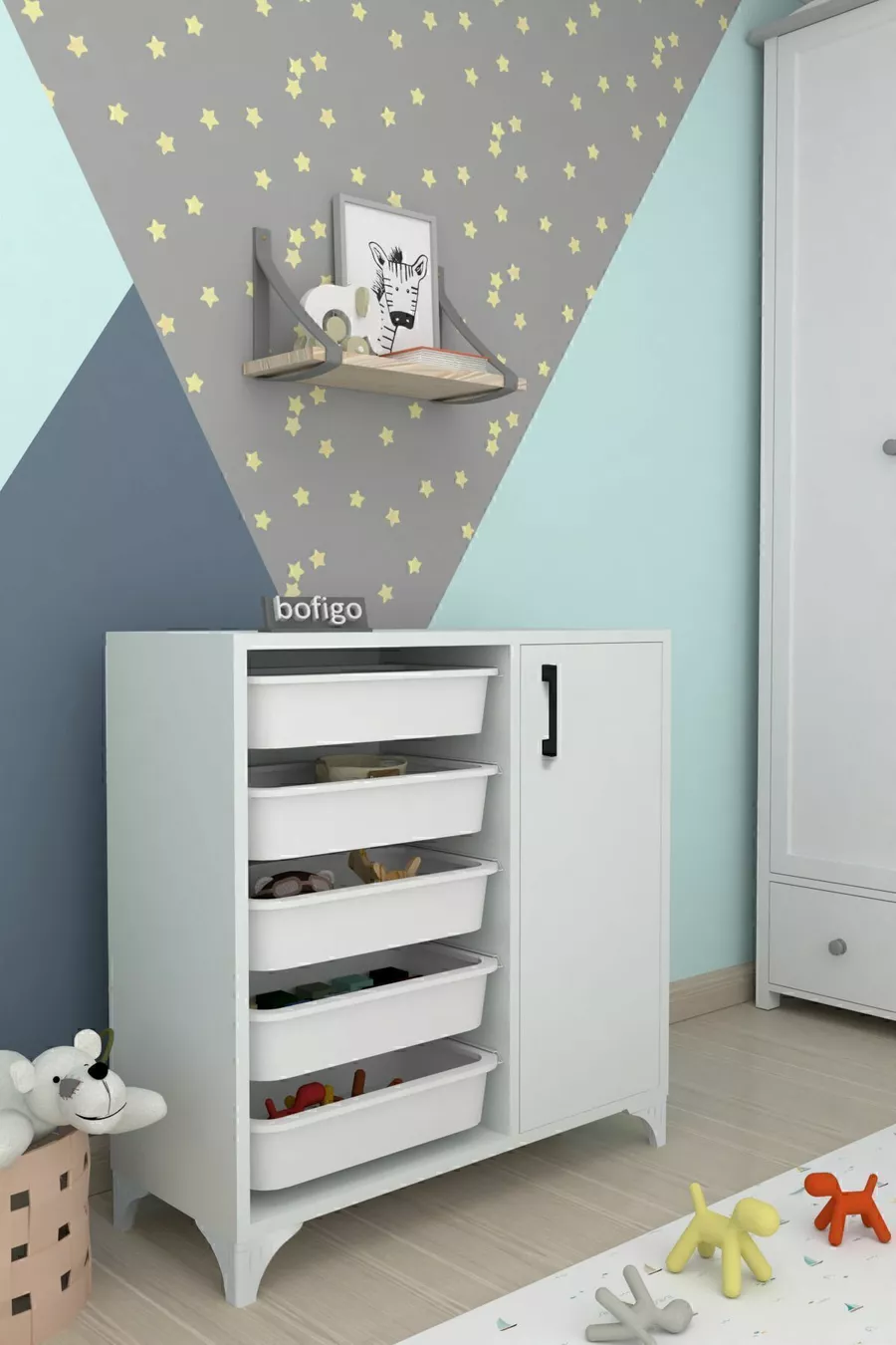 Шкаф с 5 корзинами Многофункциональный шкаф Шкаф для игрушек Kayra белый