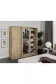 Armadio con Specchio Scorrevole a 3 Ante Samira - Interamente in MDF Rovere