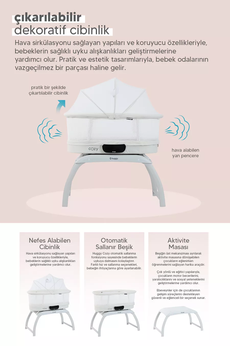 Culla Automatica Dondolante 4 in 1 con Bluetooth, Musica e Telecomando – Portatile