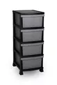 4-Tier Striped Plastic Nightstand with Drawers - Vegetable Rack - Drawer - Toy Box Basket