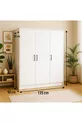 % MDF 3-Door Storage Cabinet |  cm | White – Modern Multi-Purpose Wardrobe