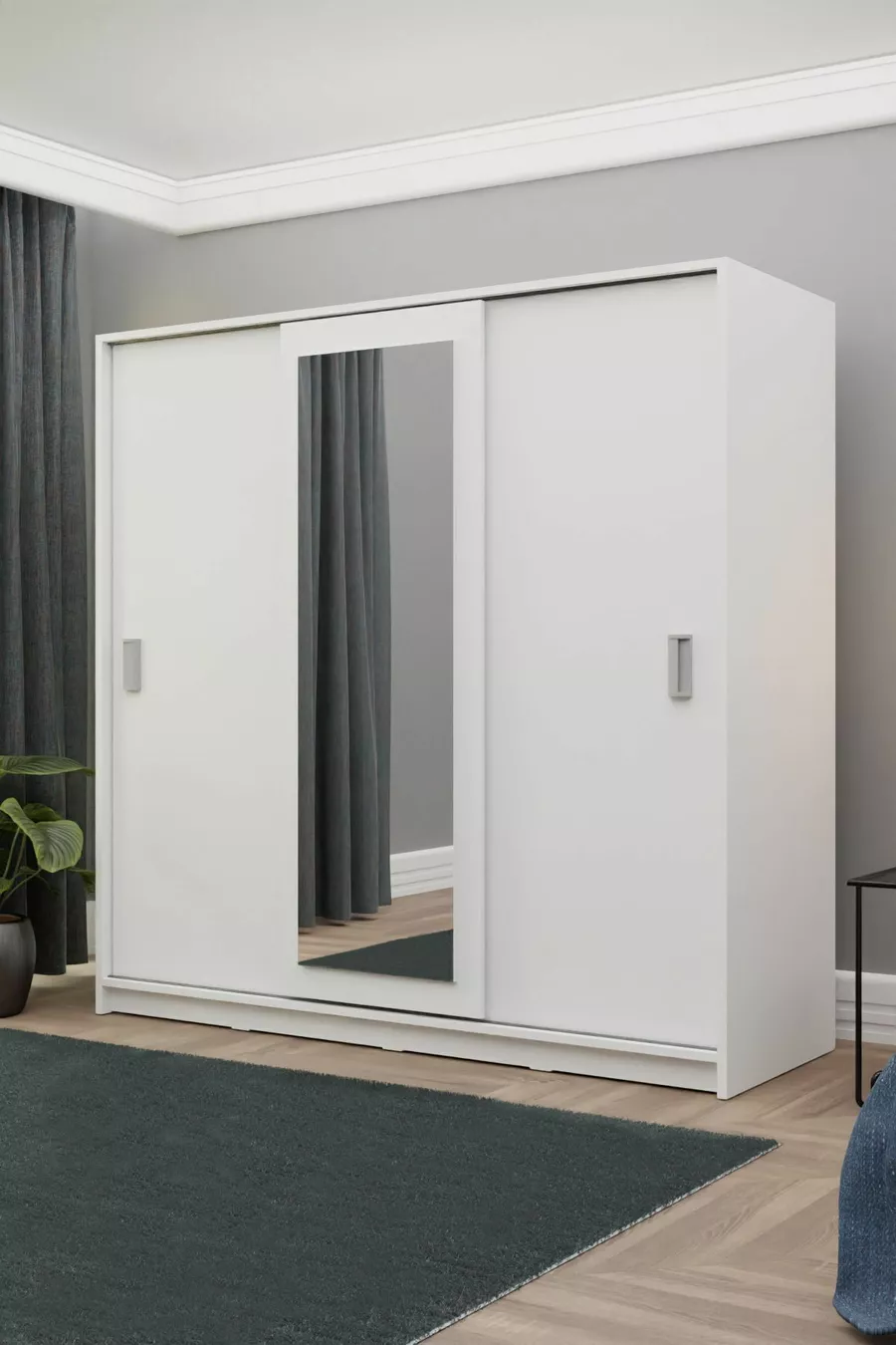 Weißer Schiebetürenschrank 