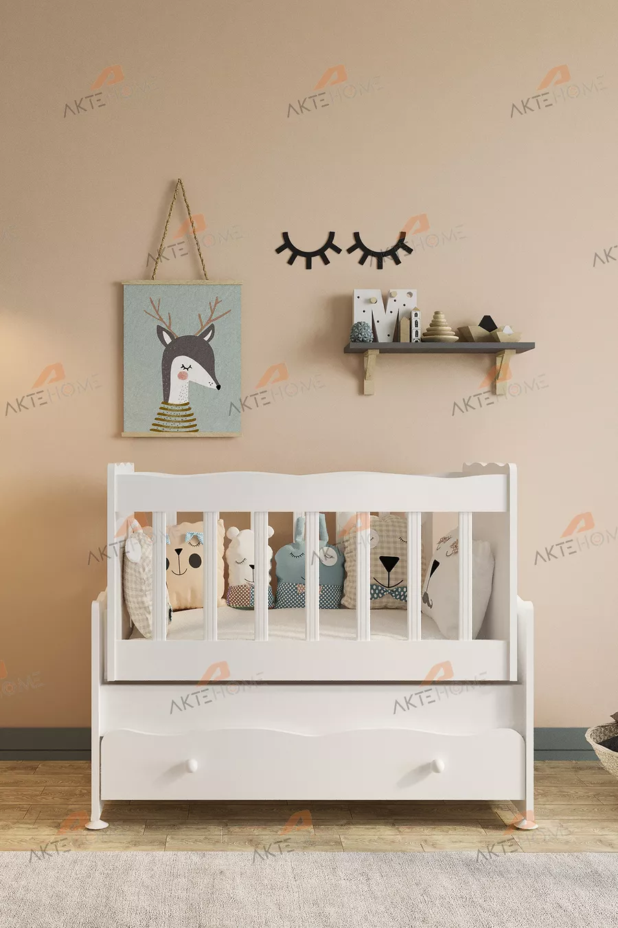 Wiegbabybed met lade die naast het bed van moeder kan staan – wit, comfortabel en veilig model