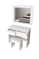 B LED Verlichte Spiegel Organizer Make-up Tafel met Kruk en Ladeverdeling, Cosmetisch Bureau