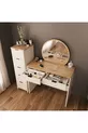 Ensemble de coiffeuse Flora avec miroir, 2+5 tiroirs, organisateur de bijoux et panier couleur sable