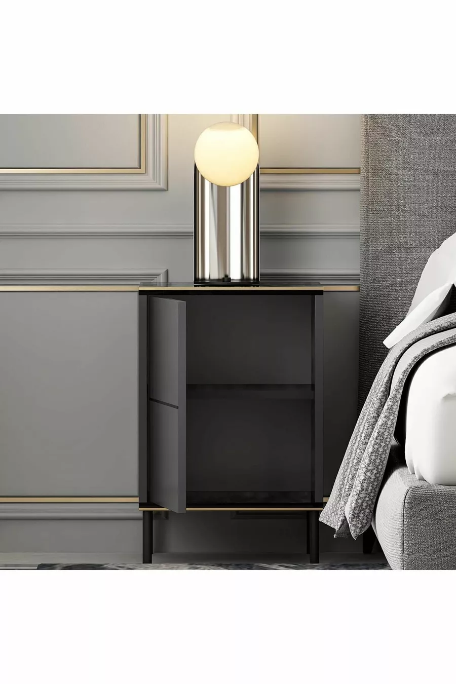 Table de chevet Immagine Anthracite (Motif Marbre)