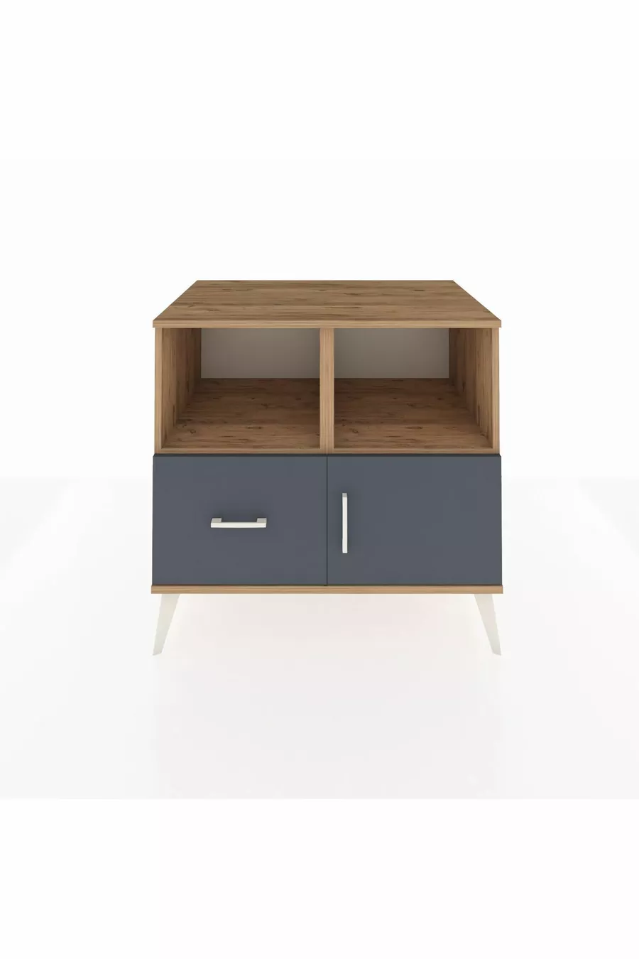 Commode Kronos avec 2 étagères, 1 tiroir et 1 porte, pin-anthracite