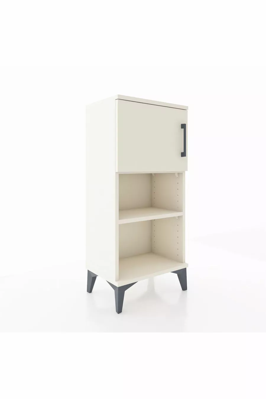 Table de chevet Arges à 2 étagères et 1 porte, couleur Pierre de Lune