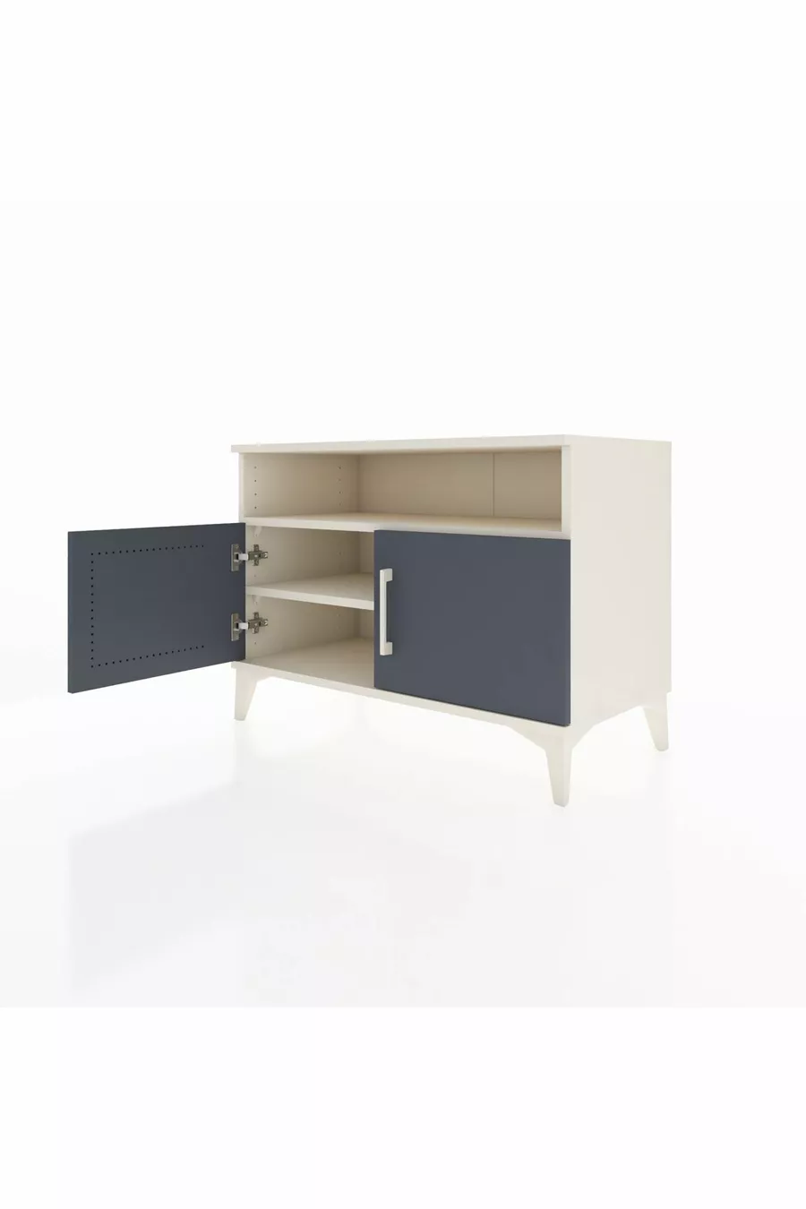 Commode Hyperion 2 étagères 2 portes Pierre de lune-Anthracite