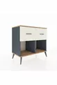 Commode Hyperion 2 tiroirs Anthracite-Sapin/Pierre de lune