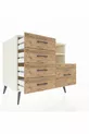 Kronos Dresser with 2 Shelves and 5 Drawers, Moonstone/Moonstone/Pine