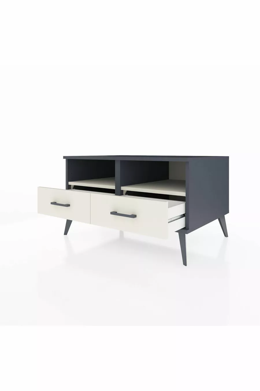 Commode Kronos à 2 étagères et 2 tiroirs Anthracite-Pierre de lune