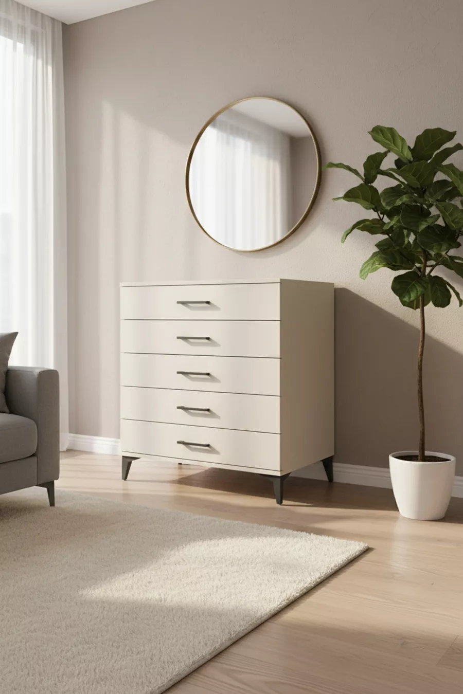 Comò Aura a 5 Cassetti Pietra di Luna | Design Moderno