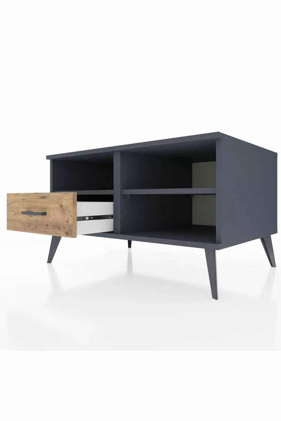 Commode Kronos 2 étagères 1 tiroir Anthracite-Anthracite/Sapin