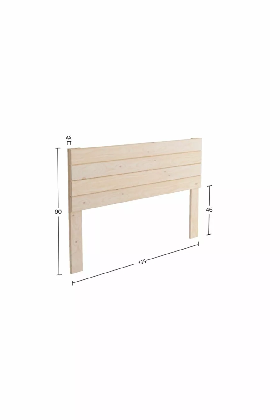cm Solid Wood Bed Headboard with Legs Natural Cm Solid Natural