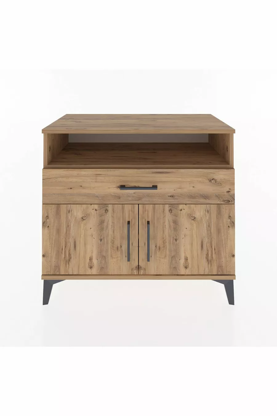 Commode Hyperion 2 étagères, 1 tiroir, 2 portes, pin-pin