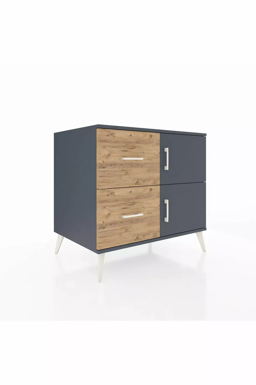 Kronos Dresser Single Shelf 2 Drawers 2 Doors Anthracite-Anthracite/Pine