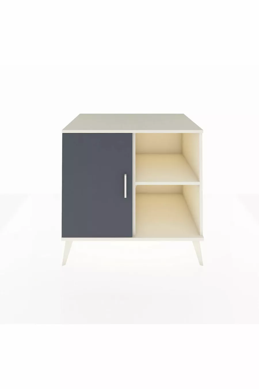 Commode Kronos à 2 étagères avec une porte, Pierre de Lune-Anthracite/Pierre de Lune