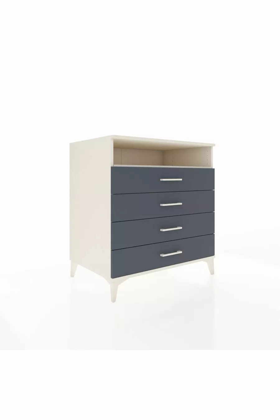 Commode Kronos à une étagère et 4 tiroirs, Pierre de lune-Anthracite