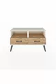 Commode Arges avec 2 étagères et 2 tiroirs, couleur Pierre de Lune-Pin