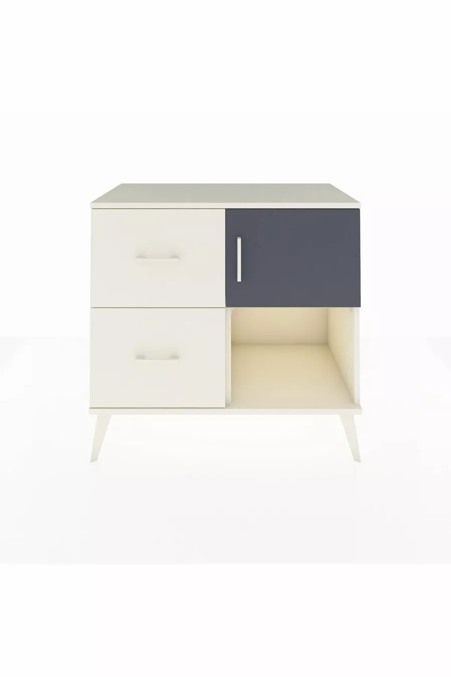 Commode Hyperion avec une seule étagère, 2 tiroirs et une porte, Pierre de Lune-Anthracite/Pierre de Lune