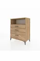 Commode Hyperion à un seul étagère et 3 tiroirs en pin-pin