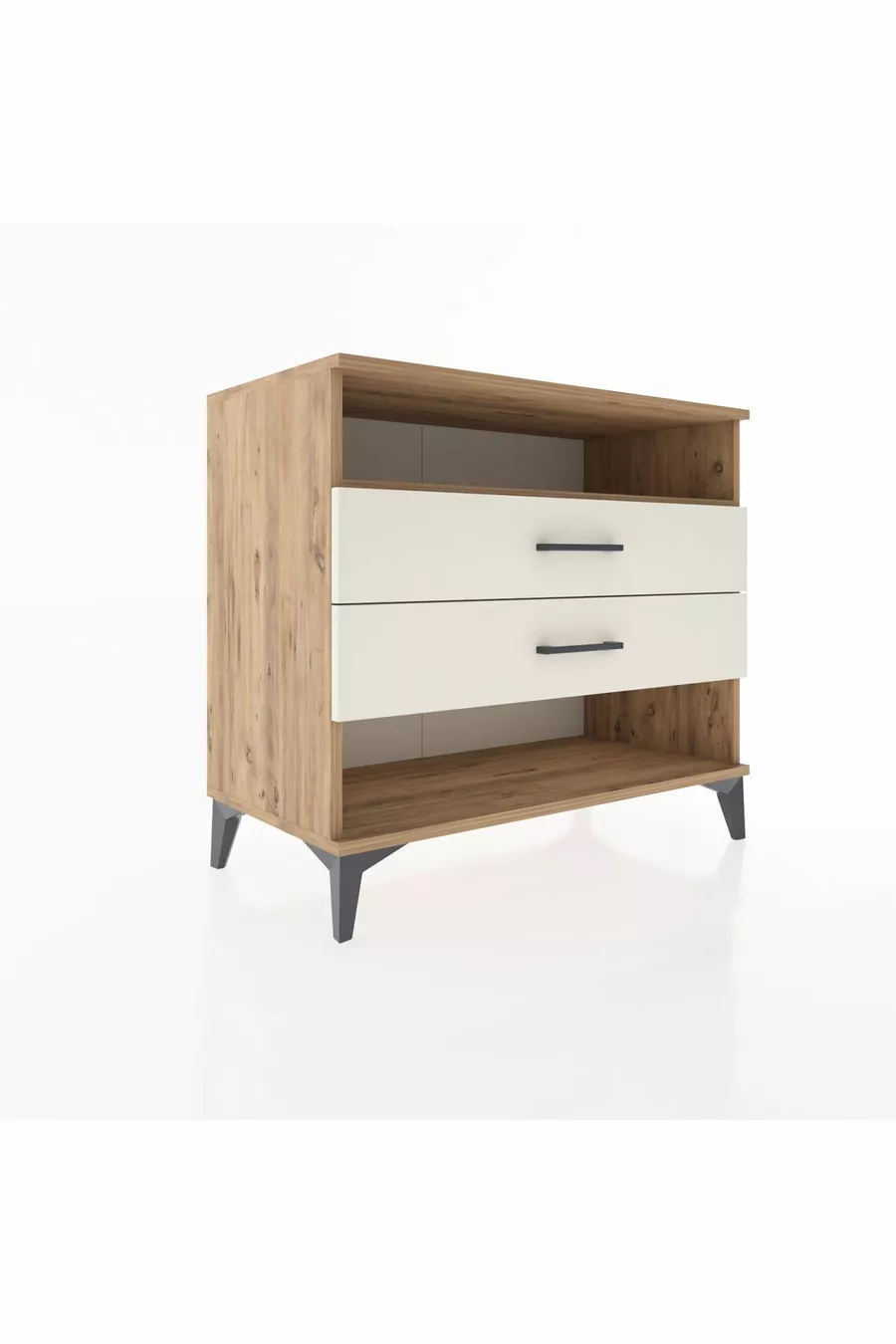 Hyperion Kommode mit einem Regal und 2 Schubladen, Kiefer-Marmor