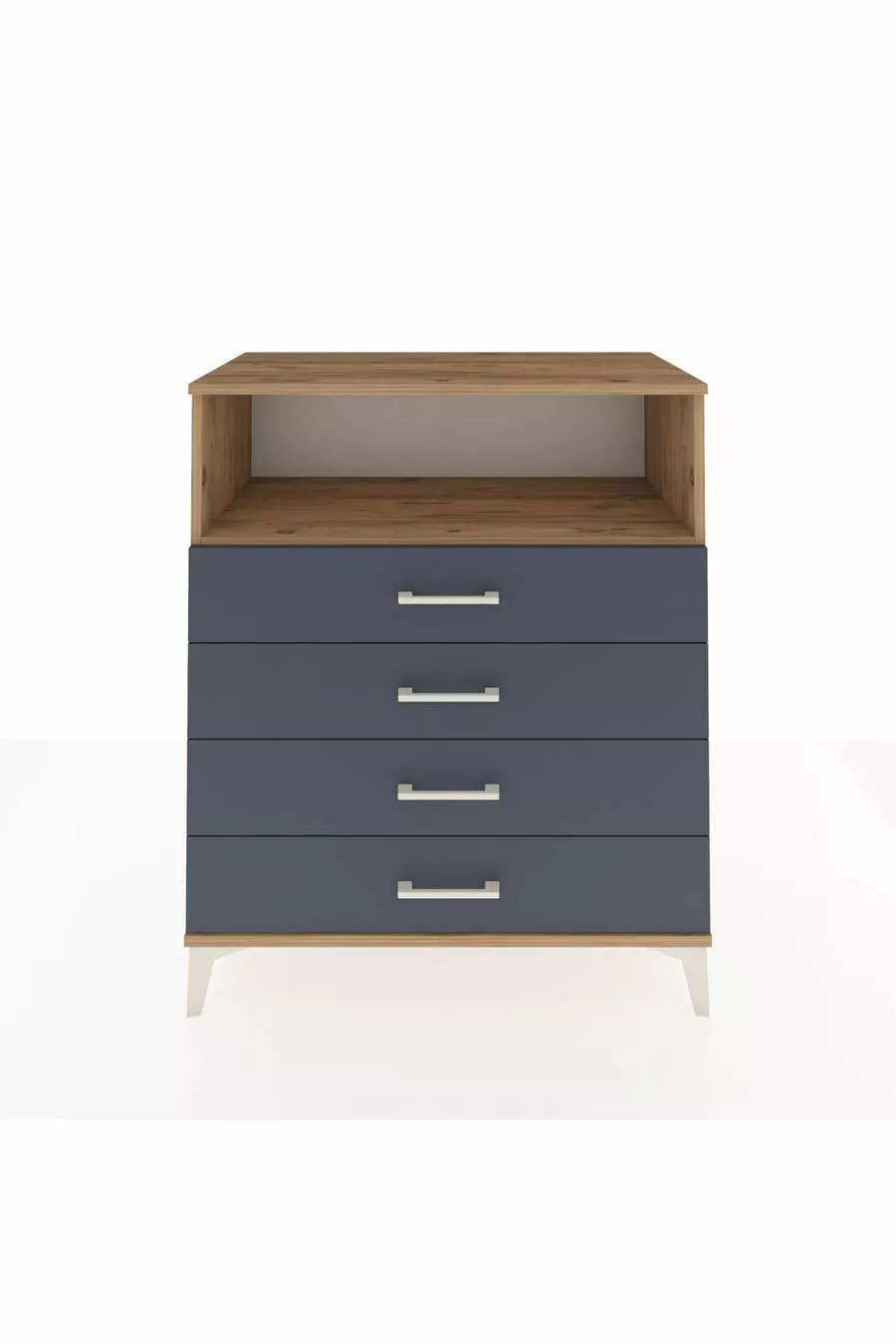 Commode Hyperion à un seul étagère et 4 tiroirs Pin-Anthracite